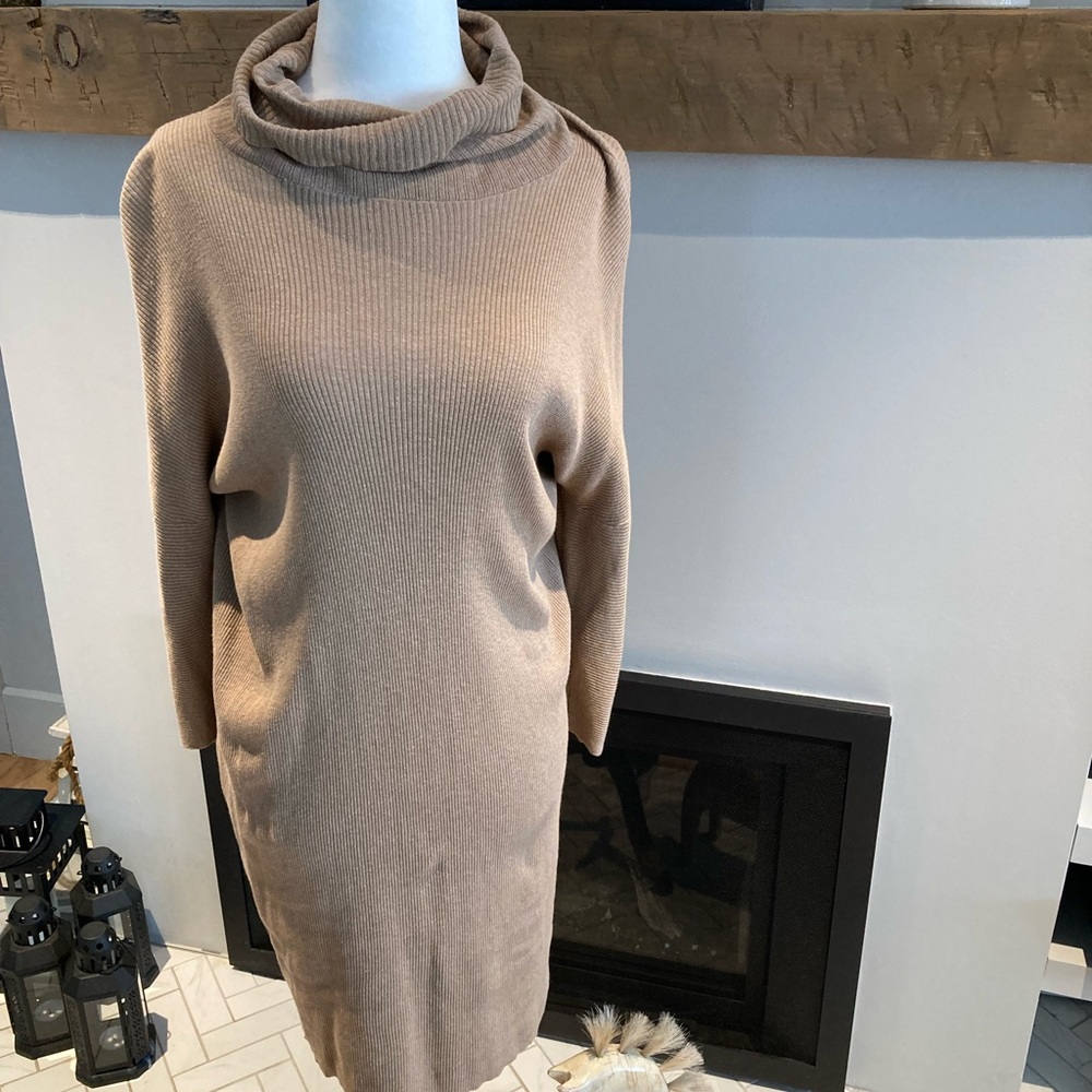 Massimo Dutti Cotton Silk Turtle Neck Dress size M